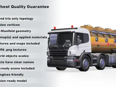 Fuel Truck Gameready PBR Low-poly 3D model