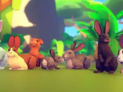 Poly Art Rabbits Low-poly 3D model