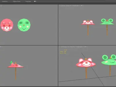 Cartoon umbrellas - bartender decoration Low-poly 3D model