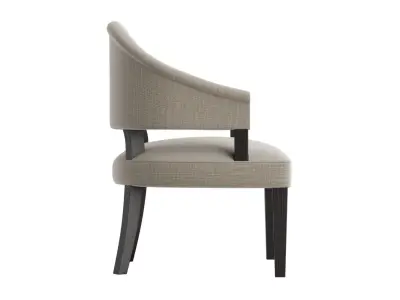 Curve Back Grey Dining Chair 3D model