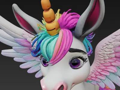Donkeycorn Rainbow Realistic 3D Model Basic - Donkeycorn Low-poly 3D model