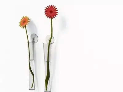 Sleek Wall Mounted Flower Vases 3D model