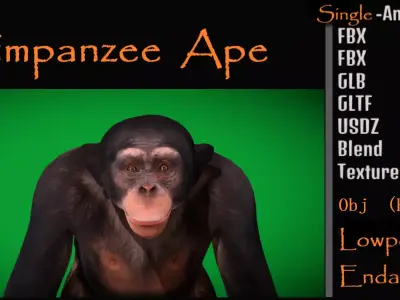 Chimpanzee Ape Primate Low-poly 3D model