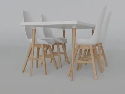 Dining table with chairs 3D model purchase