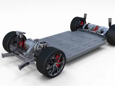 Tesla Roadster 2020 Green with interior and chassis 3D model
