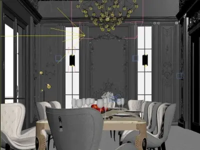 Classic Dining Room Design - Black design 3D model