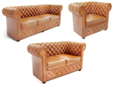 armchair used leather collections  x3 az9 3D Model Pack