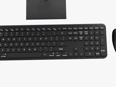 Wireles Computer Set Keyboard Mouse Monitor Black Version 3D model