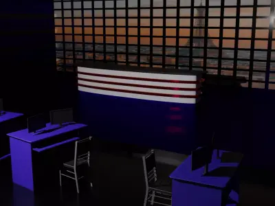 TV News Studio Low-poly 3D model