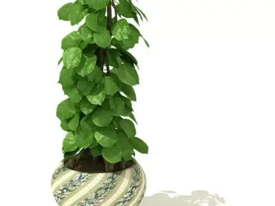 Leaf Plant With Ceramic Pot 3D model