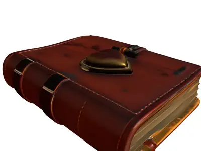 Vintage Leather Heart Clasp Journal Low-poly 3D model