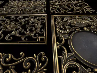 4K GOLDEN PANELS   Low-poly 3D model