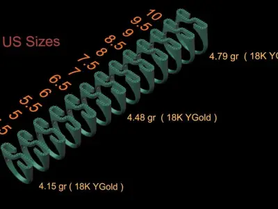 alphabet jewelry ring diamond letter S 3D print model