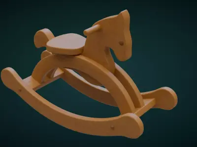 Wooden Rocking Horse 3D model