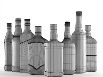 8 bottles of Whiskey 3D model