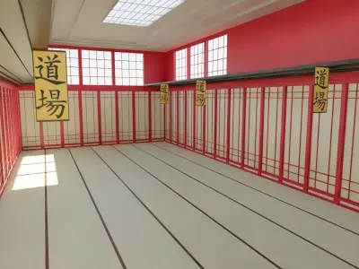 Kung-Fu Hall Low-poly 3D model