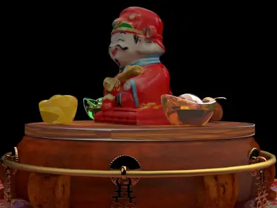 Chinese god of fortune figure 3D model