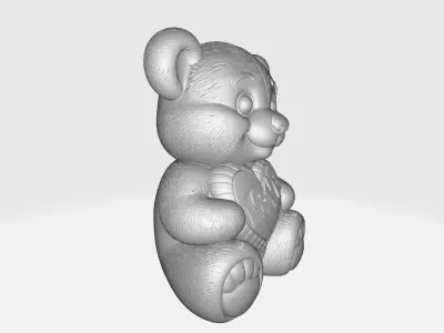 Valentine Teddy Bear Holding Love Heart Romantic Gift 3D print model
