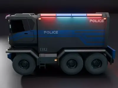 Sci-Fi Police Truck  - Game Ready - PBR Low-poly 3D model