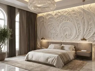 modern panel wall decor set relief stl mural CNC 191 3D model