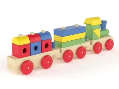 Wooden Toy Train 3D model