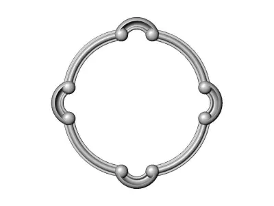 Round carved detailed corner scroll arc frame relief 3D print model