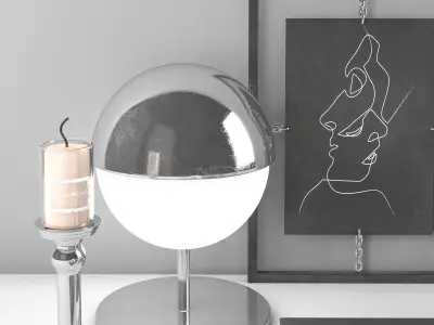 decorative set 5 roses in vase on desk 3D model