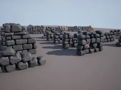 Stylized Walls Vol 1 For Unreal  Low-poly 3D model