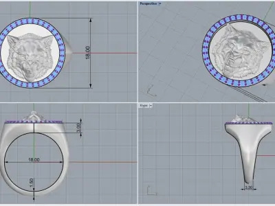 Wolf ring full inside 3D print model