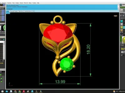 Luxury Floral Leaf Gemstone Pendant 3D Model for Fine Jewel 4608 3D print model