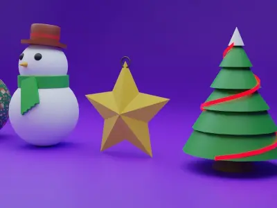 Toon Christmas New Year Pack Low-poly 3D model
