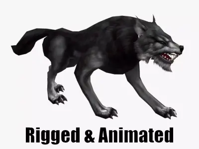 Animated Wolf Low-poly 3D model