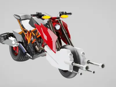 BAT motorcycle 786 cc liquid-cooled V-4 engine Low-poly 3D model