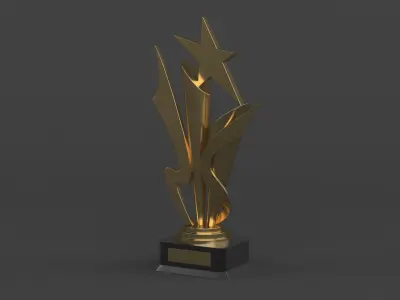 Gold Trophy Cups 3D model 18