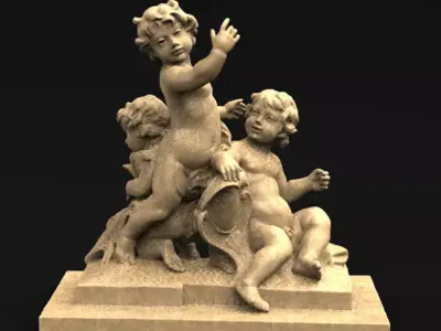 Angels 5 3D model statue of three cupids 3D print model