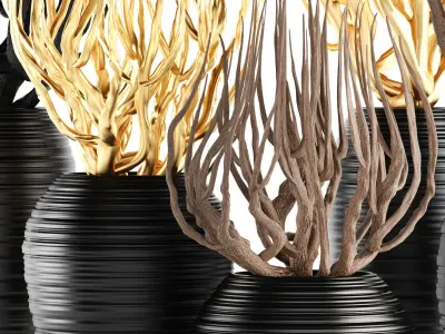 Decorative vase with branches 3D model