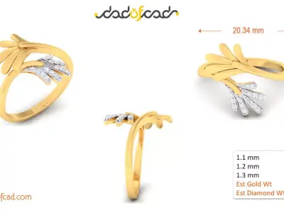 Twist Design Diamond Finger Ring 3D print model