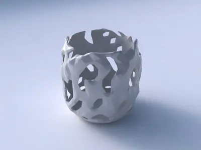 Bowl cylindrical with faceted cuts and bulges  3D print model