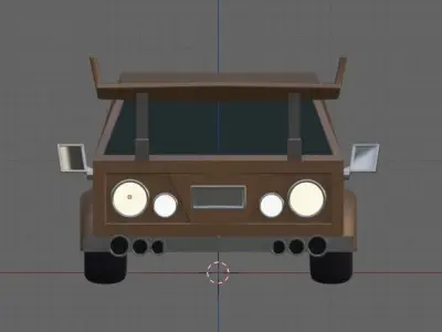 Low-poly Brown Old Car Free low-poly 3D model