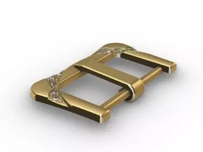 3D Luxury Belt Buckle  Gold Accessory with Gemstone Details 3D model