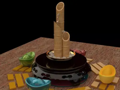 Chinese bamboo water fountain    3D model