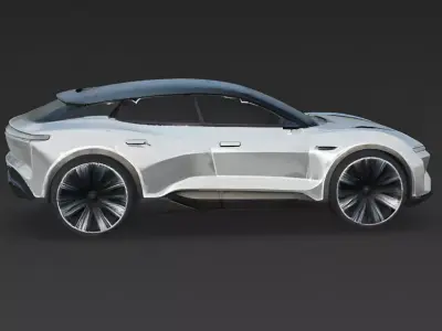 Futuristic White Electric SUV 3D Model Low-poly 3D model