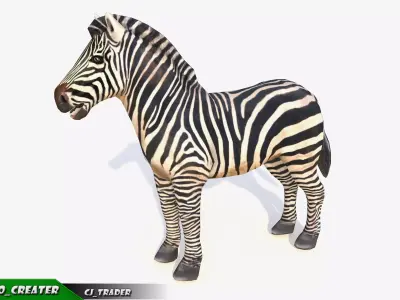 Lowpoly Zebra Animated 3D model Low-poly 3D model