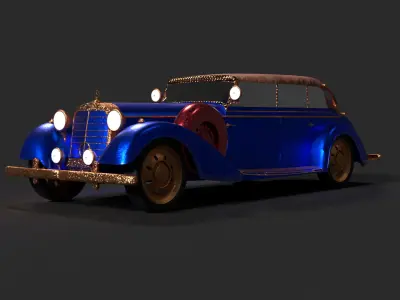 Chinese blue vintage car 3D model