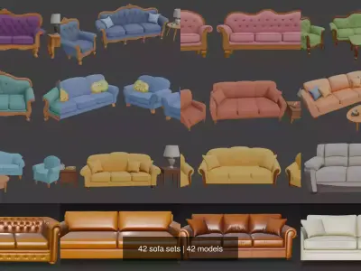 42 sofa sets 3D Model Collection