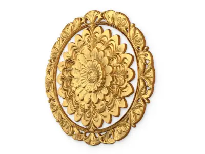 Classic circular  carved decor ornament 01 3D model