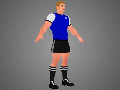 Caucasian Football Soccer Player Male 3D model