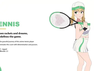 Anime Girl - Tennis Game Low-poly 3D model