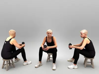 Woman in sportswear holding water bottle 430 Low-poly 3D model