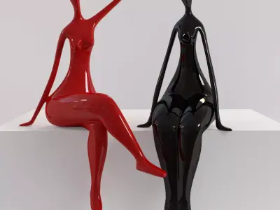 A set of statues of a lady 3D model